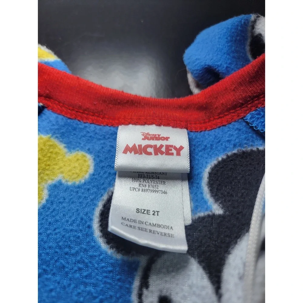 Disney Junior Mickey Mouse Blue Fleece Pajamas One Piece Sleeper Size 2T Toddler